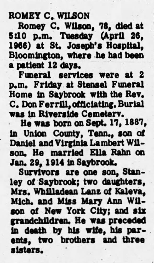 Romey C Wilson Obituary Full name Gerome Casemer Wilson.